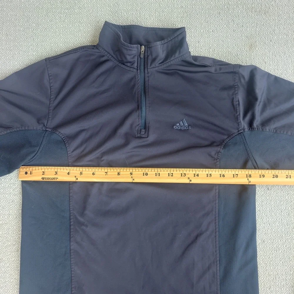 Adidas 1/4 Zip Pullover Men Medium Navy Blue Long Sleeve Mesh Panels Athletic